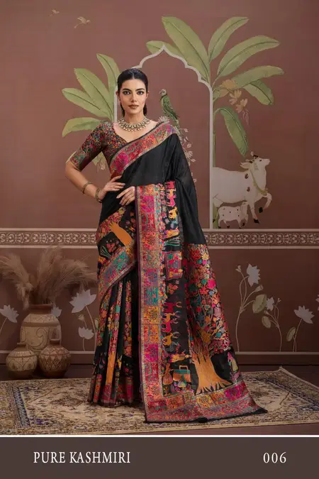 Pure Kashmiri 001 To 006 Modal Cotton Pashmina Weaving Saree Wholesalers In Surat
